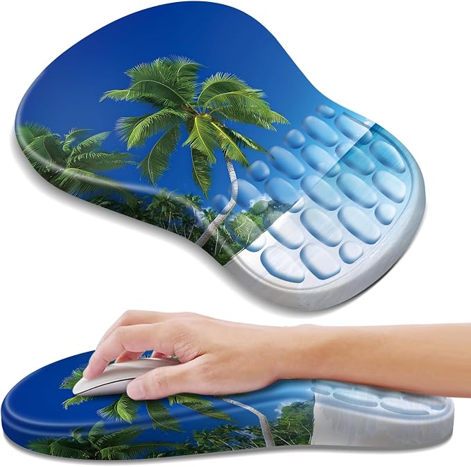 YIWEI Ergonomic Mouse Pad with Wrist Rest for Carpal Tunnel Pain Relief | Memory Foam Wrist Support,Non-Slip Rubber Base, Keyboard Computer Mousepad,Lycra Cloth Surface,Gaming Home Office