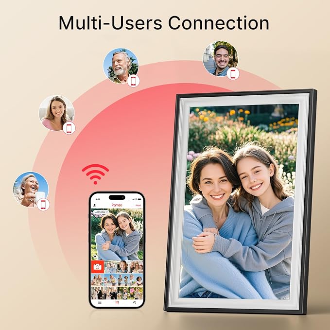 Frameo 10.1" Digital Picture Frame, Smart WiFi Digital Photo Frame with 1280x800 HD IPS Touch Screen 32GB Storage Auto-Rotate Wall Mounted, Share Photos/Videos from Phone Anywhere(Black&White)