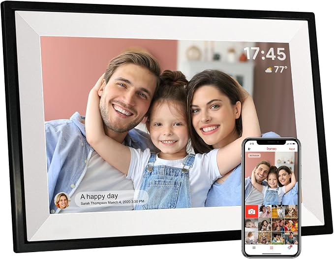 Frameo 10.1" Digital Picture Frame Photo & Video Sharing Gift for Parents | Instant Photo & Video Sharing, 1280x800 HD IPS Touchscreen, 32GB Storage, microSD Card Support, Private Family Sharing