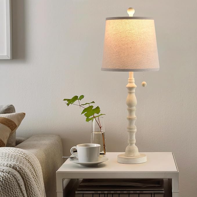 Terpsichore Modern Farmhouse Table Lamp Bedside Reading Lamps Living Room End Tables Set Lamps for Night Stands Bedroom Night Lamp,High 26.26 Inch,Sepia,with Fabric Lamp Shade,Bulb Not Included