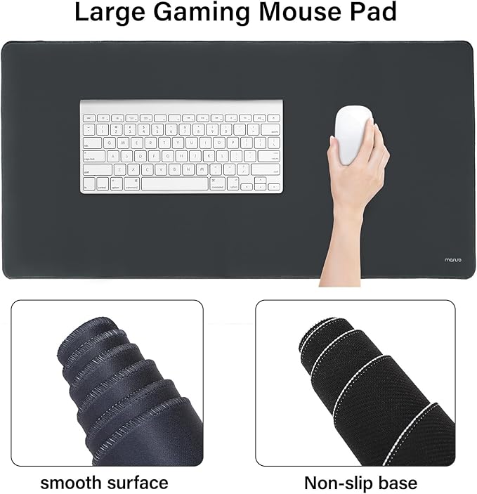 MOSISO Keyboard Mouse Pad Set, Large Gaming Mouse Pad&Keyboard Wrist Rest | Rectangular Mousepad with Wrist Rest&Coaster, Ergonomic Non-Slip&Easy Typing Pad with Curved Silicone Lining, Slate Gray