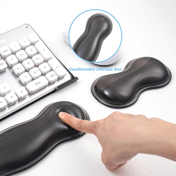 Computer Acrylic Keyboard Stand for Desktop, Ergonomic Clear Gel Wrist Rest for Keyboard and Mouse,Laptop,Typing