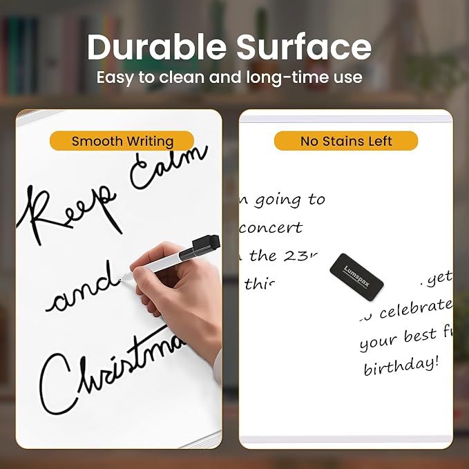 Dry Erase Board for Wall, 24" x 18" Double-Sided Hanging Magnetic Whiteboard with 6 Markers, 6 Magnets and 3 Mini Sticky Notes, Large White Board for Kids, School, Home, Office