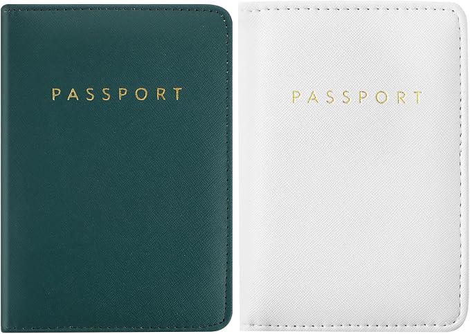 2 Pcs Passport Cover Holder for Travel Waterproof Leather Passport Wallet Case Book Travel Cruise Essentials for Women Men | 2 Pieces