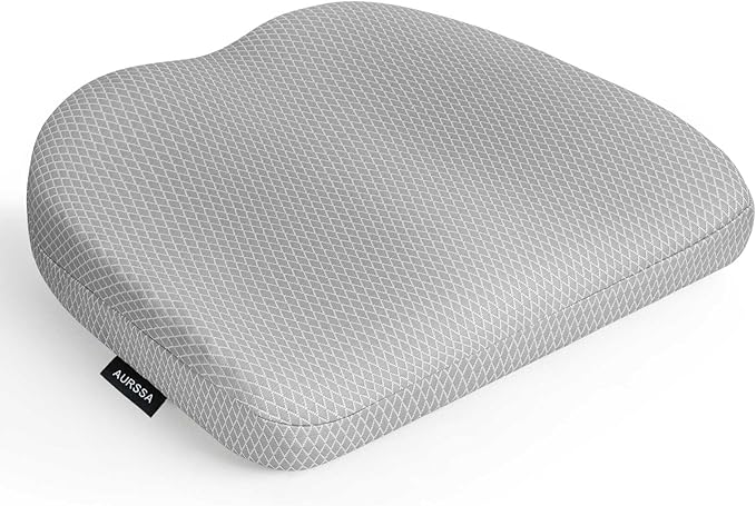 Air Fiber Office Chair Cushion - Ergonomic Seat Cushion for Orthopedic Coccyx, Relief Hip & Back Support - Doctor Recommended Cushion for Long Sitting Worker Driver & Handicapped (Light Grey)