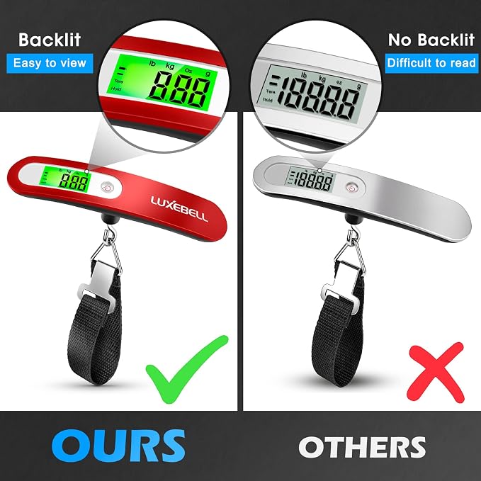 Digital Luggage Scale Vacation Travel Essentials Accessories Gifts for Traveler Portable Suitcase Handheld Weight Scale 110 lbs Hanging Baggage Travel Must Haves