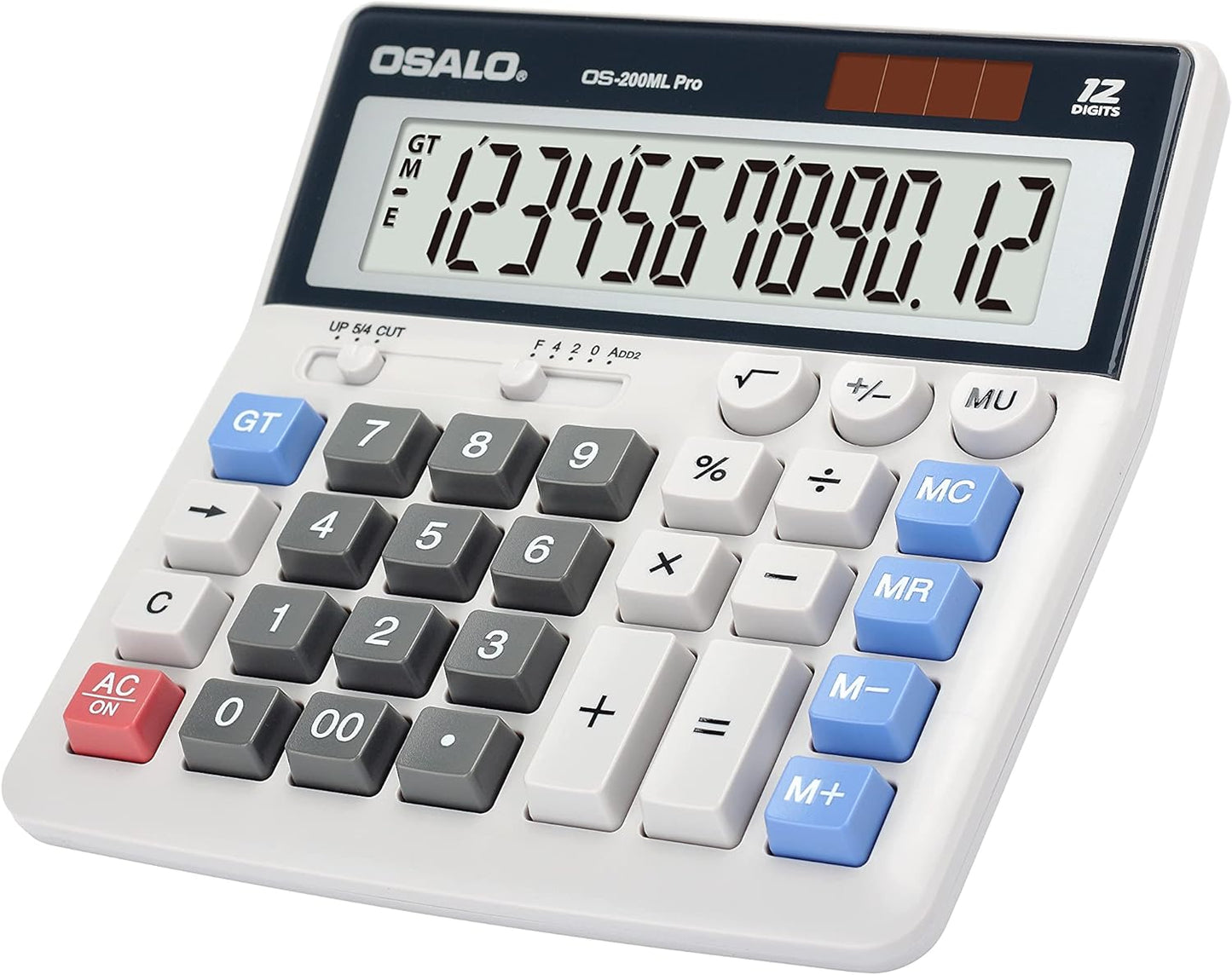 OSALO Desktop Calculator Extra Large Display 12 Digits Big Buttons Solar Accounting Calculator for Office (OS-200ML)
