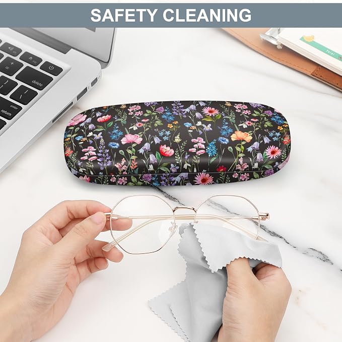 FINTIE Hard Shell Eyeglasses Case, Portable Protective Glasses Cover Eyeglass Holder Box with Cleaning Cloth for Men Women
