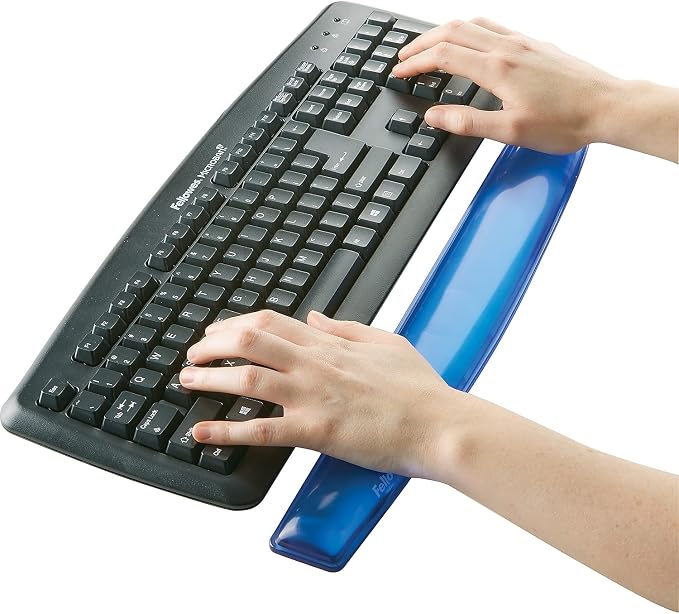 Fellowes Gel Wrist Rest - Crystals, Blue - 2.3quot; x 18.5quot; x 0.6quot; - Blue - Gel, Polyurethane, Rubber