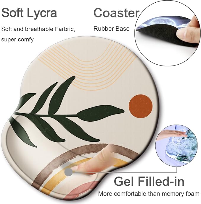 Ergonomic Mouse Pad with Wrist Rest Support,Gel Mouse Pads for Desk | Big Mousepad With Coaster Non-slip & Pain Relief for Computer, Home&Office Desk Decor