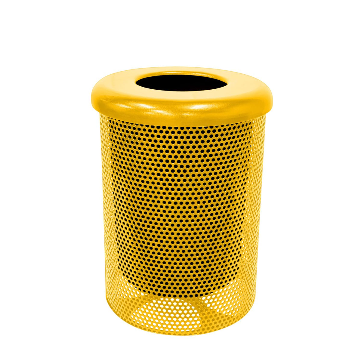 RFT-P-YEL Heavy Duty Round Trash Receptacle with Flat Top, Liner Included, 32 Gallon, Yellow, Made in America