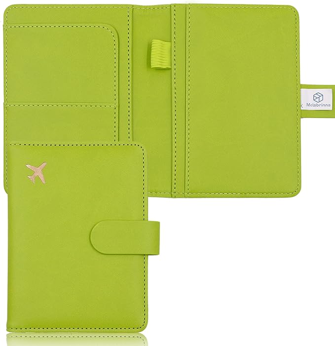 Melsbrinna Premium Leather Passport Holder Covers Case, Waterproof Rfid Blocking Travel Wallet Passport Holder with Pen Holder, Cute Passport Book for Women/Men