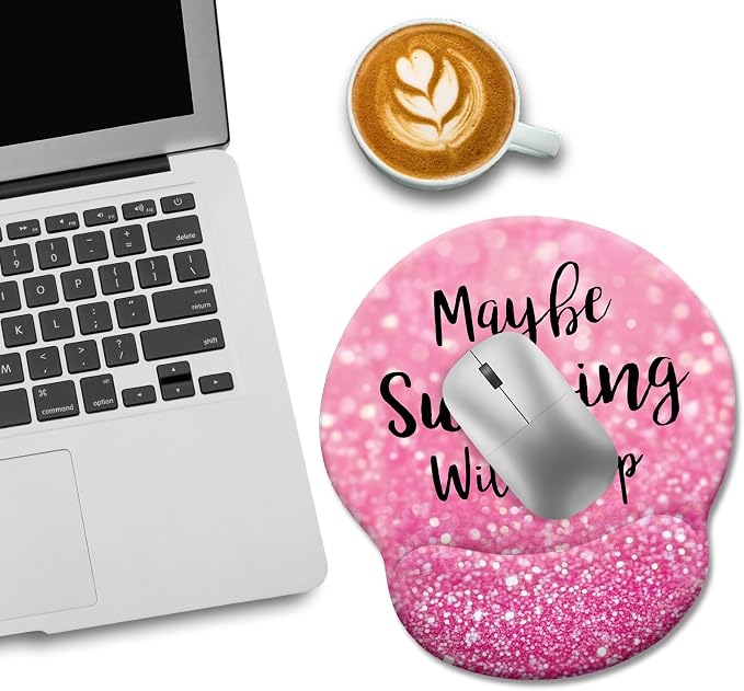 LIMKRIAN Pink Ergonomic Mouse Pad with Wrist Rest, Cute Mousepad for Women | Comfort Gel Wrist Support, Non-Slip PU Base, Smooth Surface, Mouse Pads for Desk Computer Office Supplies Desk Accessories