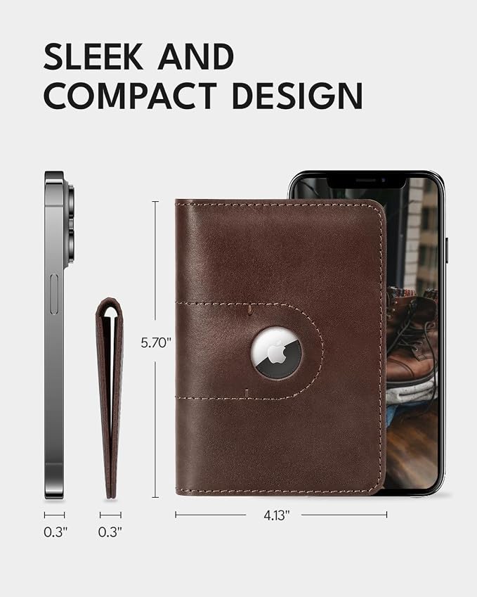 ALLIVE Passport Holder for Travel, Genuine Leather Passport Holder with AirTag Slot for Women and Men, Passport Cover Wallet Travel Must Haves Airport Essentials, Travel Gifts, Brown