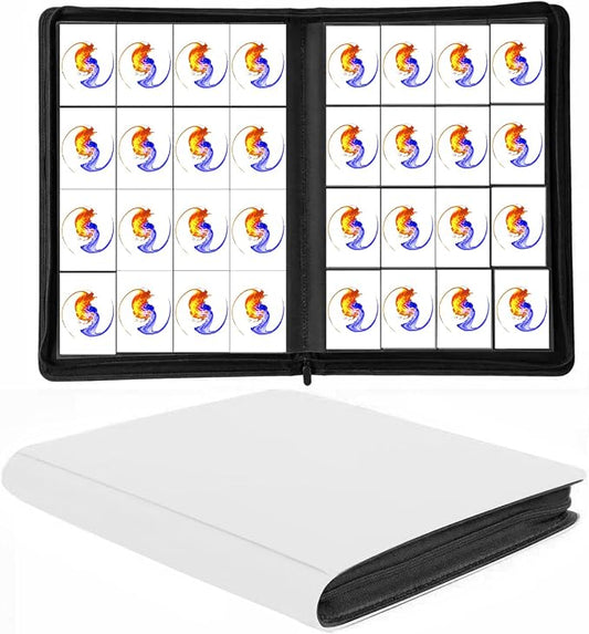 Trading Card Binder 16 Pocket, 1664 Pockets Ringless PU Cover Card Collection Binder, Double Sided Card Binder Collector Album, Card Folder for MTG, TCG, Sports Cards, Game Card (White, 16Pockets)