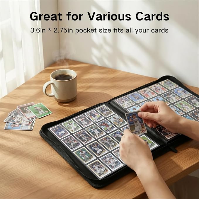 1280+ Cards 20 Pocket Card Binder Collector Card Album Trading Card Binder Ringless Trading Card Album Side Loading Compatible with TCG, Game & Sports Cards (Grey)