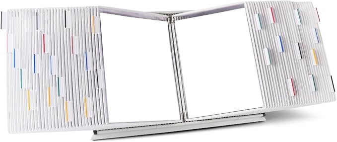 Tarifold Desktop Reference Display System, 60 Pockets, White | 60 double-sided PVC pockets, holds 120 letter-size sheets, sturdy metal base, quick-find indexing, quick and easy to assemble