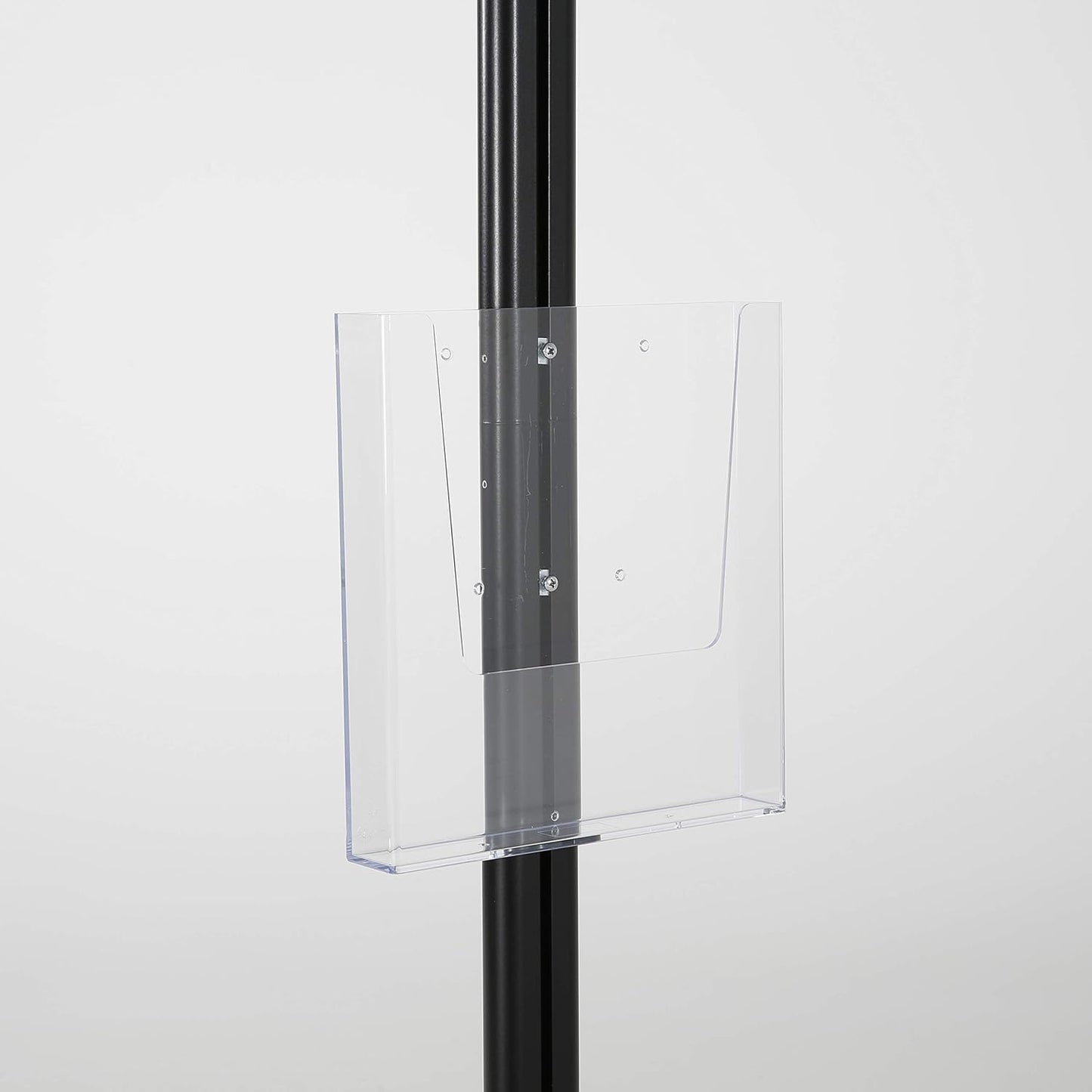 M&T Displays Free Standing Aluminum Display Stand Single Sided Document Brochure Sign Holder Front Loading Portrait Landscape Black Snap Frame 1x(11x17) and Clear Acrylic Pocket 1x(8.5x11) Inch