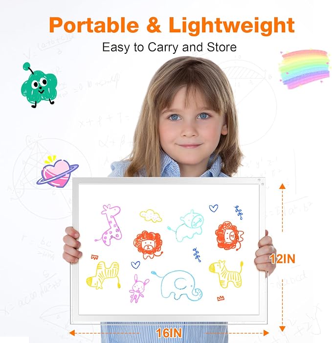 Desktop Weekly Whiteboard 16x12 Stand, Double Sided Dry Erase Board | Portable with Handle, Foldable Aluminum Stand, 360° Angle, 8 Markers 4 Magnets 1 Eraser, Smooth Magnetic Surface