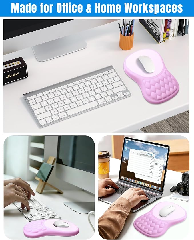 Ergonomic Mouse Pad with Sloped Memory Foam Wrist Rest | 3D Textured Wrist Cushion, Smooth Lycra Surface, Non-Slip PU Base, Comfortable Support for Office/Home Computer Desks