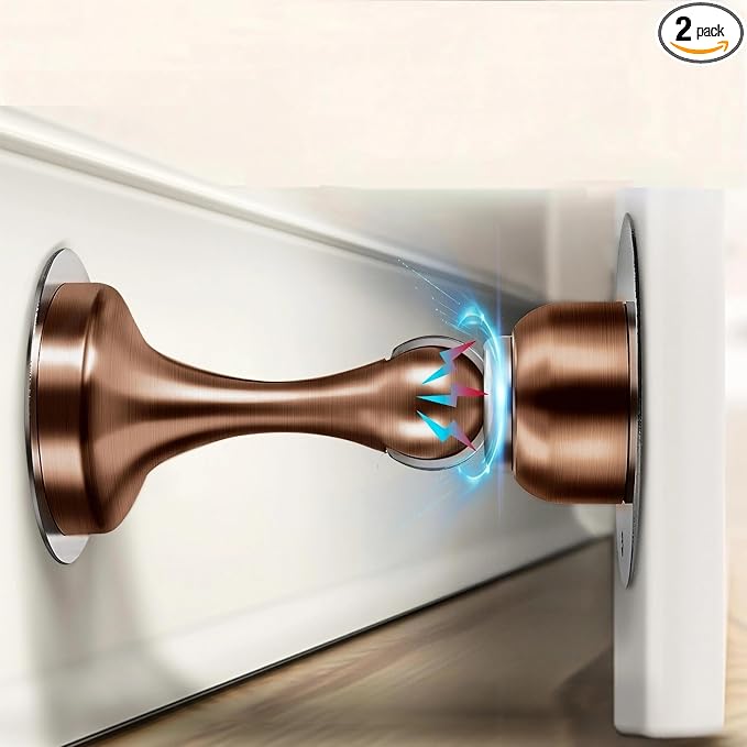 Door Stoppers Magnetic Door Catch, Stainless Steel Magnetic Door Stop 2 Pack, Double-Sided Adhesive Tape, No Drilling, Screws for Stronger Mount, Holder Your Door Open for Wide Doors