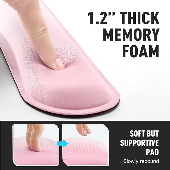 Gimars Upgrade Enlarge Silky Gel Memory Foam Keyboard Wrist Rest, Wrist Rest for Computer Keyboard, Ergonomic Mouse pad Rests for Typing Pain Relief, Wrist Support for Office, Gaming, Pink Gradient