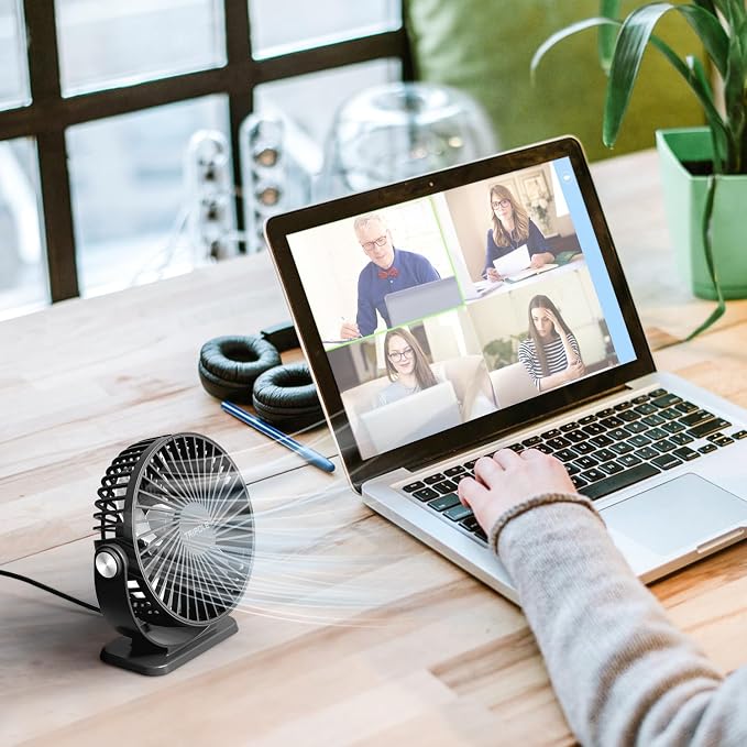 TriPole Small Desk Fan 2 Pack USB Powered Mini Portable Fan 360°Rotation | 3 Speeds Plug In USB Desk Fan Strong Airflow, 5.1" Small Quiet Personal Fan for Home Office Bedroom Hotel Travel, 4.9ft Cable