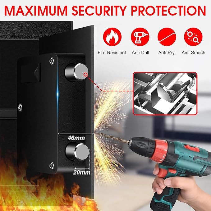 1.2 Cub Small Fireproof Safe for Home, Personal Fire Safe Box with Digital Keypad Key and Removable Shelf, Small Security Box for Money Firearm Medicine Valuables
