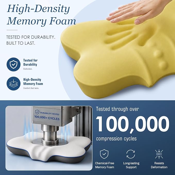 4X Cooling Cervical Pillow for Neck Pain Relief, Patented Side Sleepers | Contour Orthopedic Pillow for Neck Support, Large Ergonomic Memory Foam Bed Pillow for Sleeping, 24.8 x 14.1 x 3.54 / 5.31