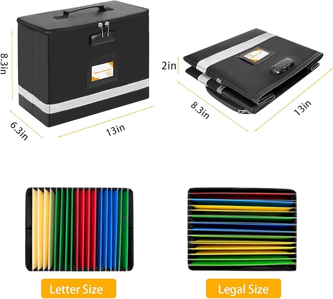 Deluxe Next of Kin Box Organizer with Labels,Estate Planning Organizer Kit | Fireproof Home & Office Organization with Family Document Guide,Foldable Document Organizer for Family,Combination Lock
