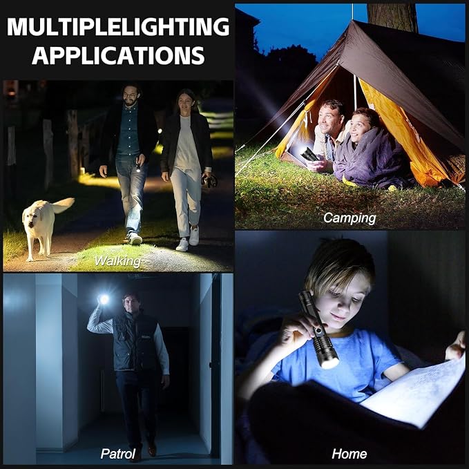 3 Pack Rechargeable LED Flashlights 990,000 Lumens, Adjustable, 5 Modes, IPX7 Waterproof, Powerful Handheld Flash Lights for Camping Hiking Emergency Home (M-3P)