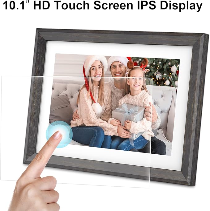 Frameo Digital Picture Frame WiFi 10.1 inch IPS Touch Screen HD Display,16GB Storage, Auto-Rotate,Easy Setup to Share Photos or Videos via Frameo APP