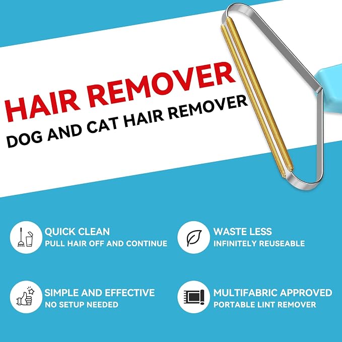 Lint Remover 3-Pack, Pet Fur Remover, Carpet Rake, Lint Brush | Pet Hair Lint Remover, Fur Removal, Lint Brush, Portable Carpet Scraper, Clothes, Car Mats, Couch, Pet Bed, Furniture