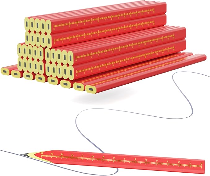 KR. LIF Professional Carpenter Pencils - 29 Pcs Construction Pencils Hexagonal Design
