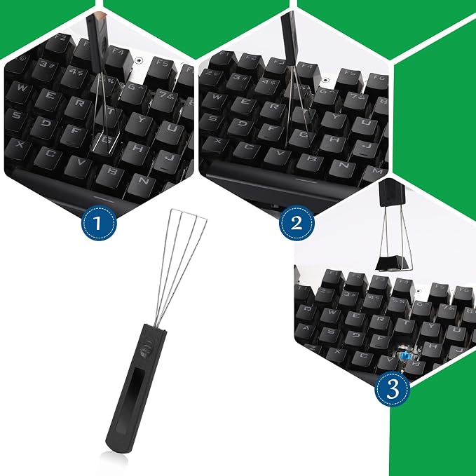 2PCS Keycap Puller and Switch Puller with 2PCS Keyboard Brush, Keycap Remover Switch Puller Mechanical Stainless Steel Keyboard Remover Keyboard Cleaning and Fixing Tool for Mechanical Keyboard