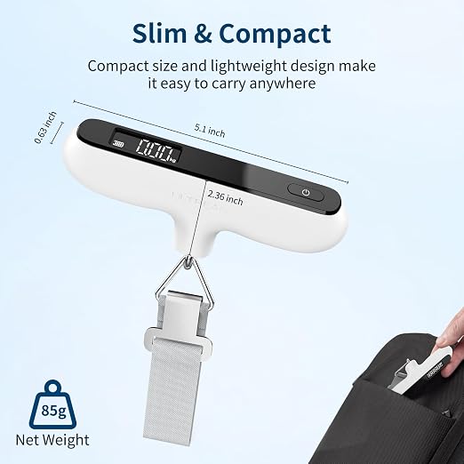 Ultrean Luggage Scale, 110lb Digital Suitcase Weight Scale for Travel, Portable Handheld Baggage Scale with Ergonomic Curved Handle for Comfortable Grip, Battery Included