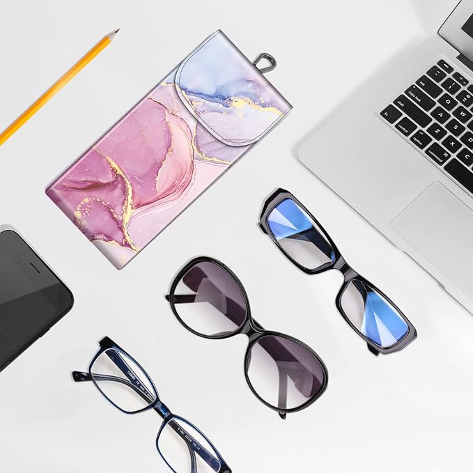 FINTIE Double Glasses Case with Carabiner Hook, Portable Vegan Leather Eyeglass Case Anti-scratch Sunglasses Pouch