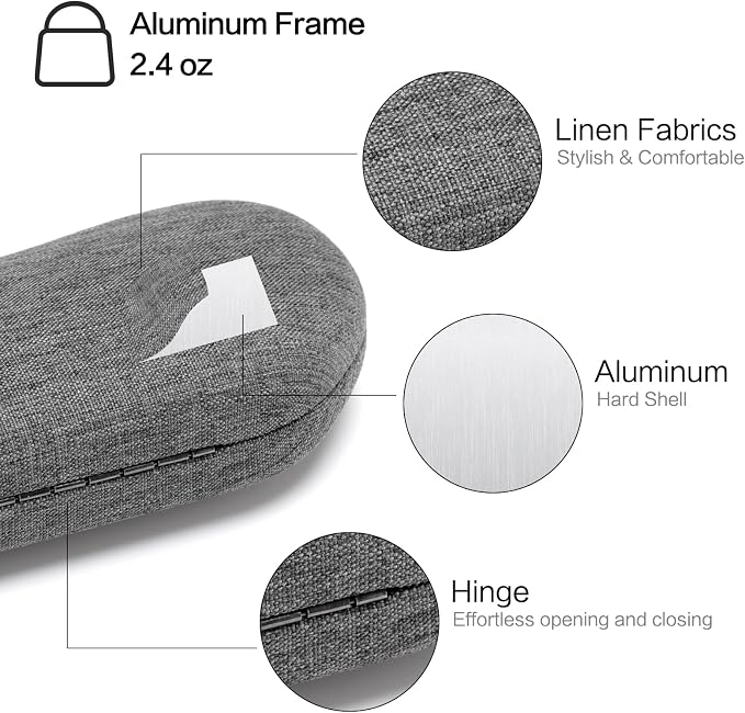 Vemiss Hard Shell Sunglasses Case, Large Linen Fabric Protective Glasses Case for Men Women