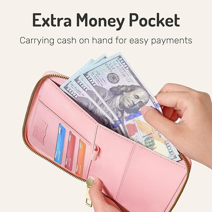 Forvencer Safe Zipper Passport Holder Cover, Passport Wallet for Travel | Cute RFID Blocking Passport Book, Waterproof Travel Accessories for Women, Hot Pink
