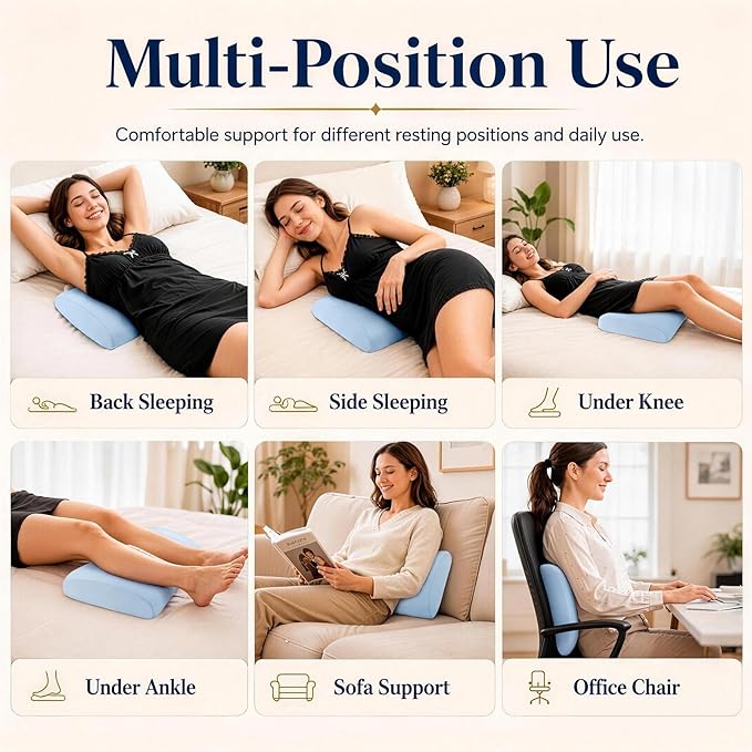 Lumbar Support Pillow for Bed Relief Back Pain: Lower Back Pillow for Sleeping - Memory Foam Waist Pillow - Back Wedge Bolster Pillow for Side, Back&Stomach Sleepers - Bed Rest Pillow for Car, Sofa