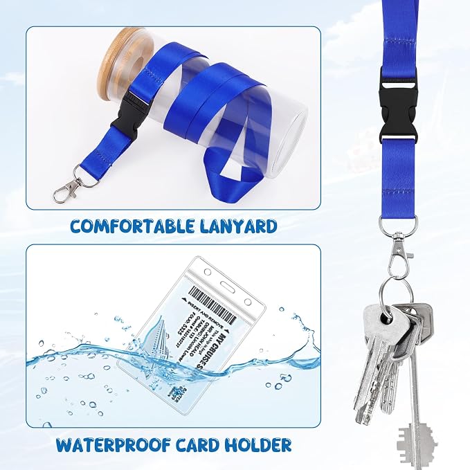 6 Pack Lanyards for Cruise Ship Cards with Waterproof ID Card Badge Holders for Royal Caribbean Cruise Essentials 2026（6 Color）