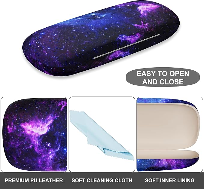 Eyeglasses Case, Portable Hard Shell Protective Case for Glasses, Eyeglass Holder Box for Women with Cleaning Cloth