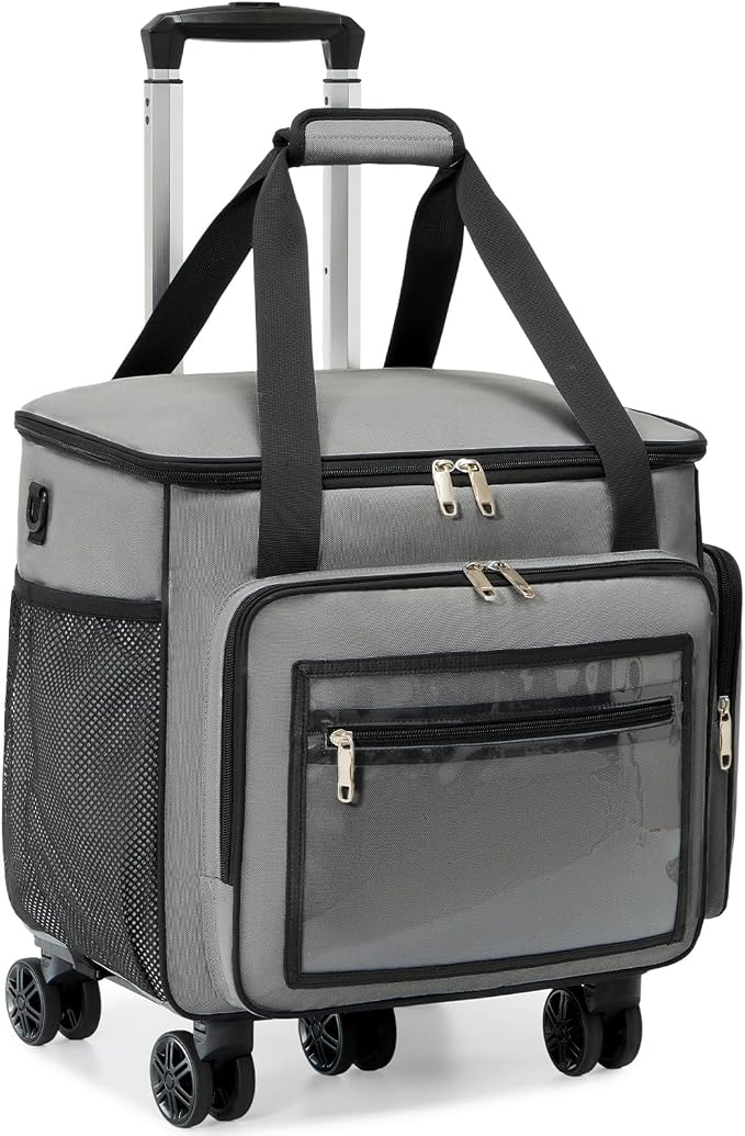 Amythe Teacher Bag with Wheels, 15.6" Rolling Briefcase for Women for Work | Water-Resistant • Detachable Trolley & 5 Wheels • Charger & bottle storage