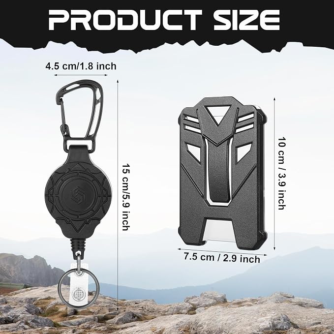 2 Set Retractable Badge Holders Heavy Duty Carabiner Badge Reel Retractable Keychain with Tactical ID Card Badge Holders