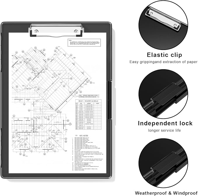 Hongri Clipboard with Storage, Black 8.5 x 11 Clip Board, Dual Compartmen | Folder Nursing Side Opening, Heavy Duty Organization Box, Smooth Writing for Teachers, Classroom, Size 13.3 x 9.4 x 1.5 in