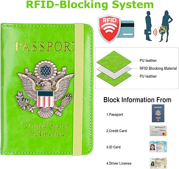 Premium Passport Holder for Travel RFID Blocking Passport Cover Slim | Passport Cover for Women Men Leather US Passport Wallet Case for Travel Passport Book Cover Travel Document Organizer Carrier