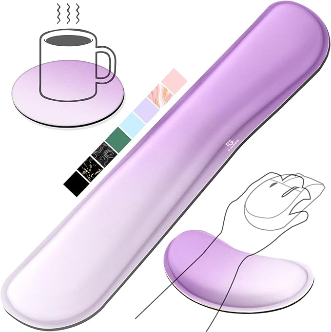 Gimars Upgrade Enlarge Silky Gel Memory Foam Keyboard Wrist Rest, Wrist Rest for Computer Keyboard, Ergonomic Mouse pad Rests for Typing Pain Relief, Wrist Support for Office, Gaming, Purple Gradient