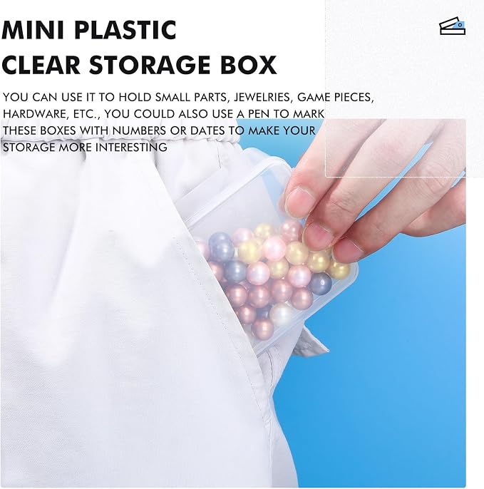 Jetec 60 Pieces Mini Plastic Clear Beads Storage Containers Box for Collecting Small Items, Beads, Jewelry, Business Cards, Game Pieces, Crafts (2.5 x 2.5 x 1.6 Inch)