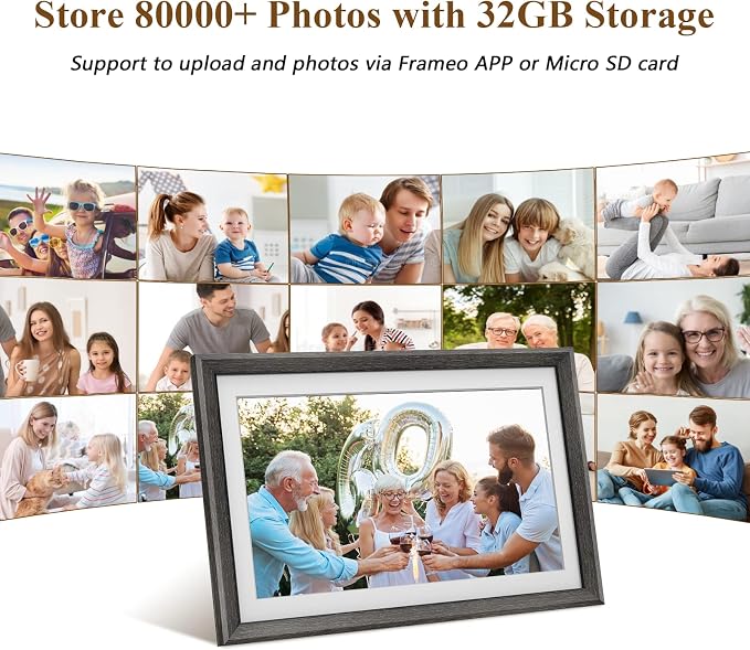FRAMEO 15.6 Inch 32GB WiFi Large Digital Photo Frame 1920 * 1080 IPS FHD Touch Screen Smart Digital Picture Frame, Wall Mountable, Auto-Rotate,Share Moments Instantly via Frameo App from Anywhere