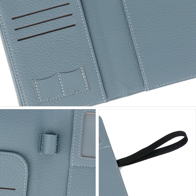 TIGARI Rfid Passport Wallet for Women, Travel Wallet Passport Holder for Travel, Leather Zipper Pocket Card Slots Purses, Travel Document Organizer Waterproof Travel Accessories (Blue)